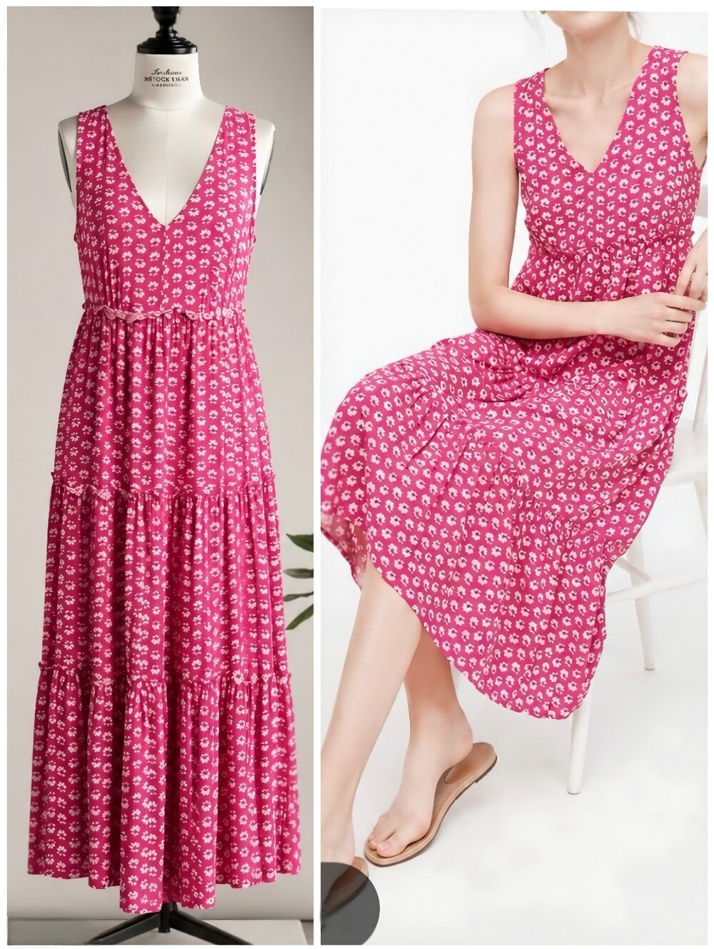 NWT J. Crew Pink Floral Tiered Dress, 14